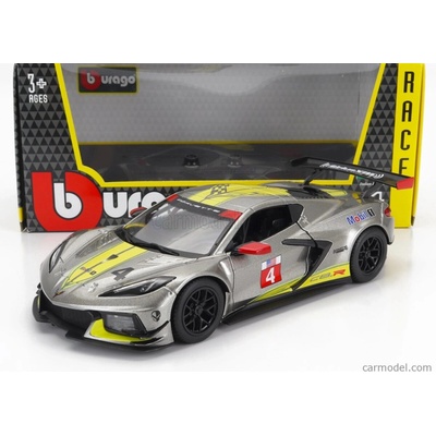 Bburago Chevrolet C8.r 6.2l V8 Team Corvette Racing N 4 Racing 2021 Šedá Žlutá 1:24
