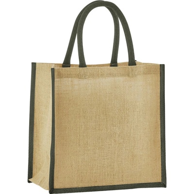 Westford Mill Taška Mini W477, nákupní, jutová, COT-500477ag099 Natural/zelená olivová