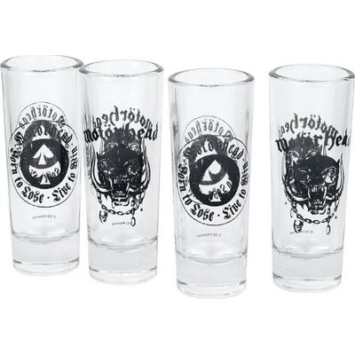 CurePink Štamprle sklenice Motörhead 4 x 50 ml
