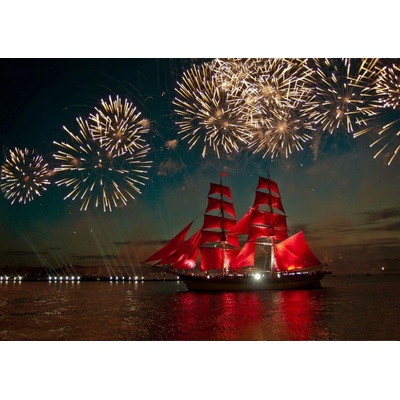 Bluebird Fireworks around a Sailboat 500 dielov
