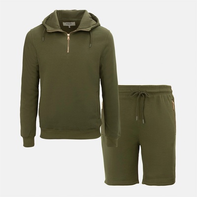 Firetrap Мъжки екип Firetrap Hood Shirt and short Set Mens - Amy Green