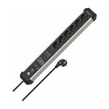 brennenstuhl Premium-Protect-Line Steckdosenleiste 6-fach (schwarz/aluminium, 3 Meter, 60.000A Überspannungsschutz)