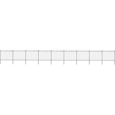 OMAXI Zahradní plot s obloukem nahoře ocelový 1506 x 150 cm černý 711034