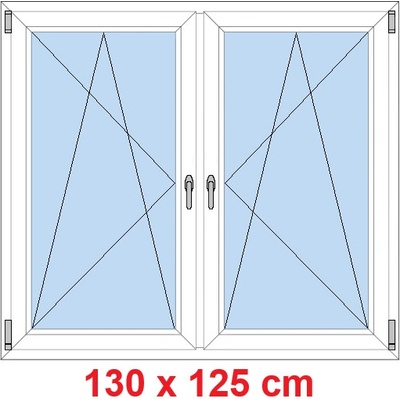 Soft Dvoukřídlé plastové okno 130x125 cm OS+OS se sloupkem Bílá