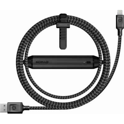 Nomad Battery Cable - здрав кевларен кабел с външна батерия 2800 mAh за устройства с Lightning порт (черен) (150 см)