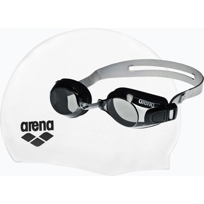 arena Pool Комплект плувна шапка + очила бяло/сиво 92422/55