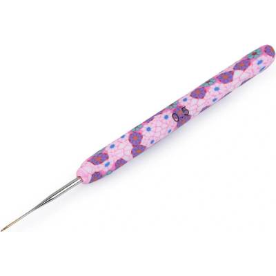 Háček na háčkování se silikonovou rukojetí, se zlatou špičkou Varianta: 1 (0,5 mm) růžová sv., Balení: 1 ks 54542/136584/251589