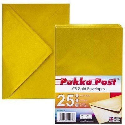 Pukka Pad Obálky Gold, zlatá, C6, pogumovaný povrch, PUKKA PAD 9063-ENV ,balení 25 ks
