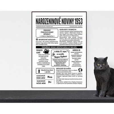 Narozeninové noviny 1953 - jednostranné (starší verze)