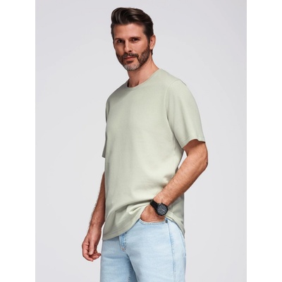 Ombre waffle-textured T-shirt with round neckline pistachio