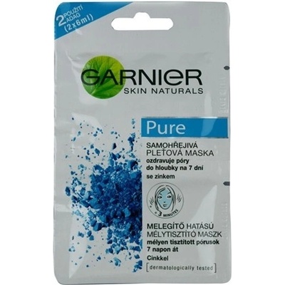 Garnier Skin Naturals Pure Samohrejivá pleťová maska pre problematickú a mastnú pleť 2 x 6 ml