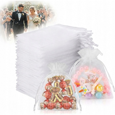 Organzové sáčky na dárky a bižuterii 10x15cm, bílé, na Svatba, 100 kusů – Hledejceny.cz