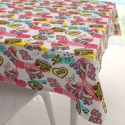 Biante Dětský bavlna čtvercový ubrus Sandra SA-604 Růžový retro styl 100x100 cm