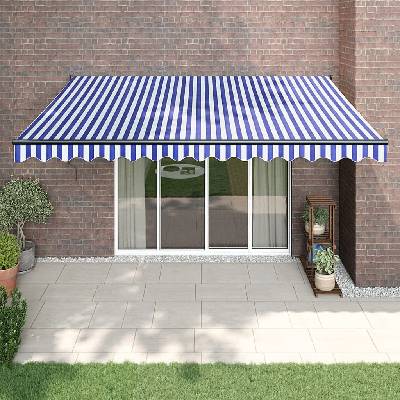 zahrada-XL Zatahovací markýza modrá a bílá 4,5 x 3 m textil a hliník