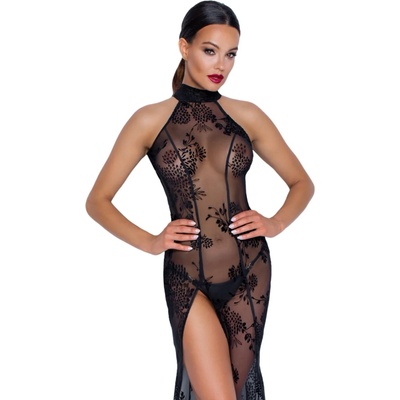 Дълга рокля от тюл с флорални мотиви, размер L - Noir Handmade F239 (NOIR000027)