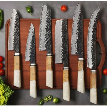 HARAHU Комплект кухненски ножове дамаск ai-37363 - Бяло kp37363 (ai-37363)