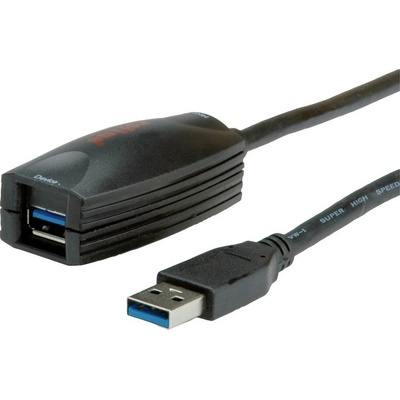 Roline 12.04.1096 USB, USB 3.2 Gen1 (USB 3.0 / USB 3.1 Gen1) USB-A zástrčka, USB-A zásuvka, 5m, černý