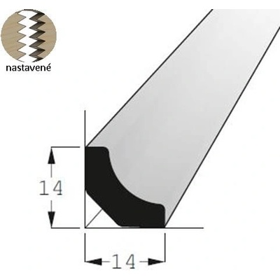 Lišta rohová vnitřní RVI smrk 14x14mm, délka 150cm, nastavovaná