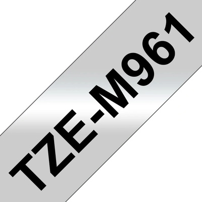 Brother TZ-M961 / TZe-M961, 36mm x 8m, čierna tlač/strieborný podklad, originálna páska