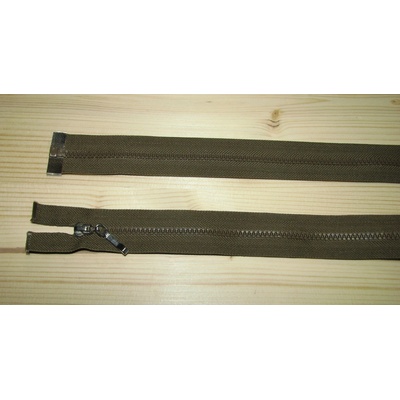 Kostenný zips khaki tmavá 3mm deliteľný jednosmerný 60cm
