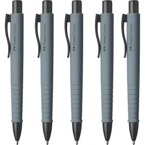 Faber-Castell - Poly Ball Urban Gray ballpoint pen, 5 pieces - 205257 (205257)