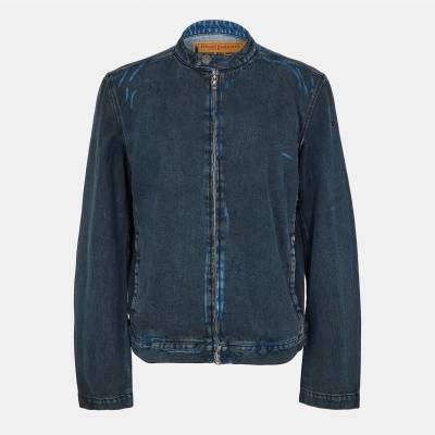 Diesel Яке Diesel Men's Aviation-Inspired Ribbed Zip Bomber Jacket - Blue Denim