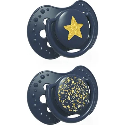 Силиконови залъгалки Lovi - Stardust, 18м+, 2 броя, сини (22/895_blu)