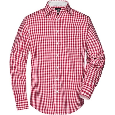 James&Nicholson pánská kostkovaná košile JN617 red