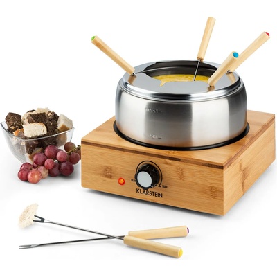 Klarstein Bambus Fondue, тенджера от неръждаема стомана, 800W (GQ6-Bambus Fondue) (GQ6-Bambus Fondue)