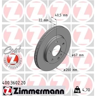 Brzdový kotúč ZIMMERMANN COAT Z 400.3602.20