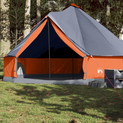 vidaXL Семейна палатка типи 8-местна сиво-оранжева водоустойчива (94590)