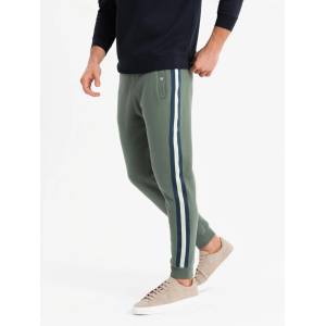 Ombre Clothing Мъжки спортни панталони с кантове и ребрести крачоли - маслинени Ombre Clothing | Zelen | МЪЖЕ | 30/32