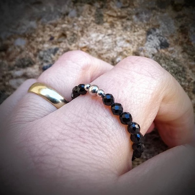 Katyba Prstene Turmalínová čierna so striebornou 00349