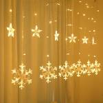  Led Коледна завеса с 5 снежинки и 5 звезди, топло бяло ip20 lw61