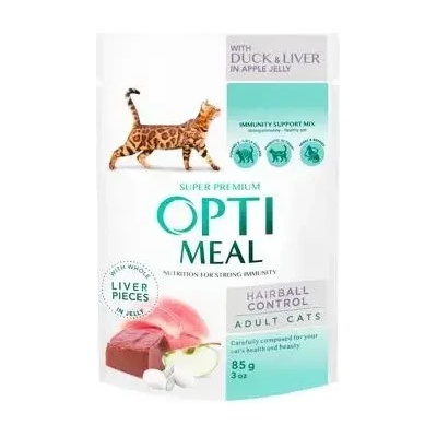 Optimeal Pouch Adult Cat Hairball Control With Duck And Slices of Liver пауч за котки с патешко и черен дроб 85gr