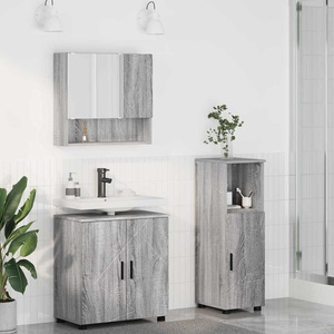 vidaXL Комплект мебели за баня 3 бр. Сив Сонома 61 x 35 x 64 см (3392949)