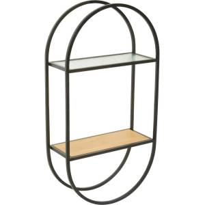 Premier Housewares Черен/в естествен цвят на няколко нива метален стенен рафт 35 cm Mataram - Premier Housewares (2407021)