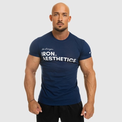 Pánske fitness tričko Iron Aesthetics Be Stronger Modrá