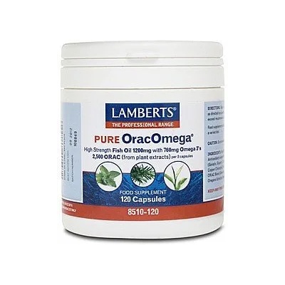 LAMBERTS Хранителна добавка Висококачествено рибено масло плюс 2 500 ORAC , Lamberts Pure OracOmega 120 caps