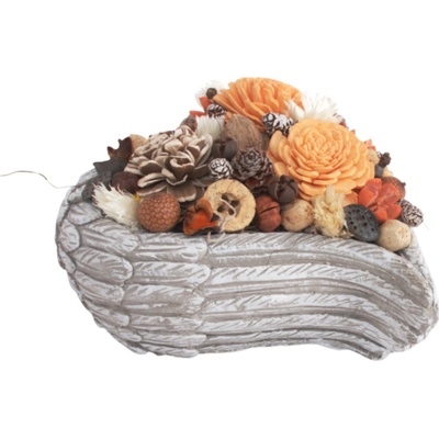 IKEBANA kvetinová srdce sušinové 20x11x20cm HNEDO-ORANŽOVÁ