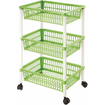 TONTARELLI Regál UH 3-poschodový 40X29XH62CM zelený na kolieskach "Mito 3"