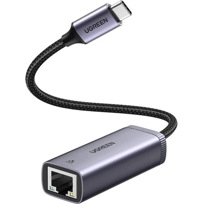 UGREEN USB-C External USB Network Adapter 1000Mbps - адаптер USB-C към Ethernet за компютри с USB-C порт (тъмносив)