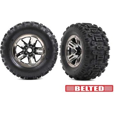 Traxxas колело 3.8", джанта черен хром, гума Sledgehammer belted (2)