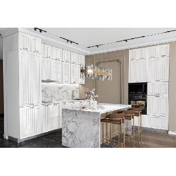 ИРИМ Кухня Сити 9132 бяло гладко / бяло фладер