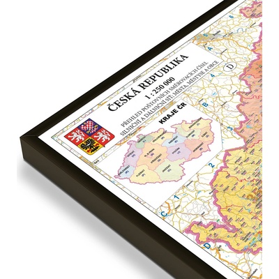 Excart Maps ČR - nástěnná mapa PSČ 200 x 140 cm Varianta: magnetická mapa, Provedení: černý rám