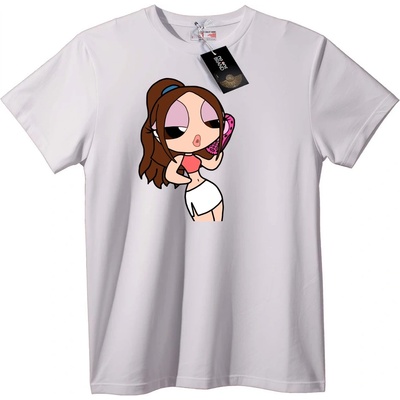 NOONEBRAND Тениска с момиче от мултфилм с телефон - 4XL, White