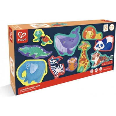 Hape Образователен пъзел приятели от джунглата, Hape, 40 части (H1647)