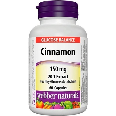 Webber Naturals Cinnamon, 150 mg, 60 капсули, Webber Naturals (3437 WN)