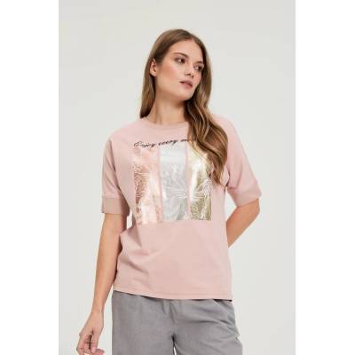 Moodo Памучна блуза с принт Moodo Moodo | Rozov | ЖЕНИ | 38