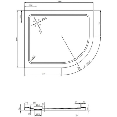 Mexen Flat slim 100 x 90 cm 41709010L
